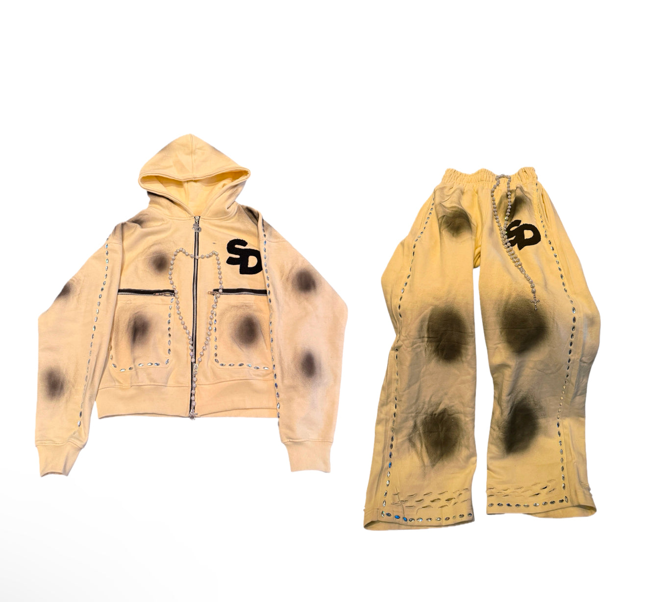 SD BEIGE DIRT WASH RHINESTONE SET