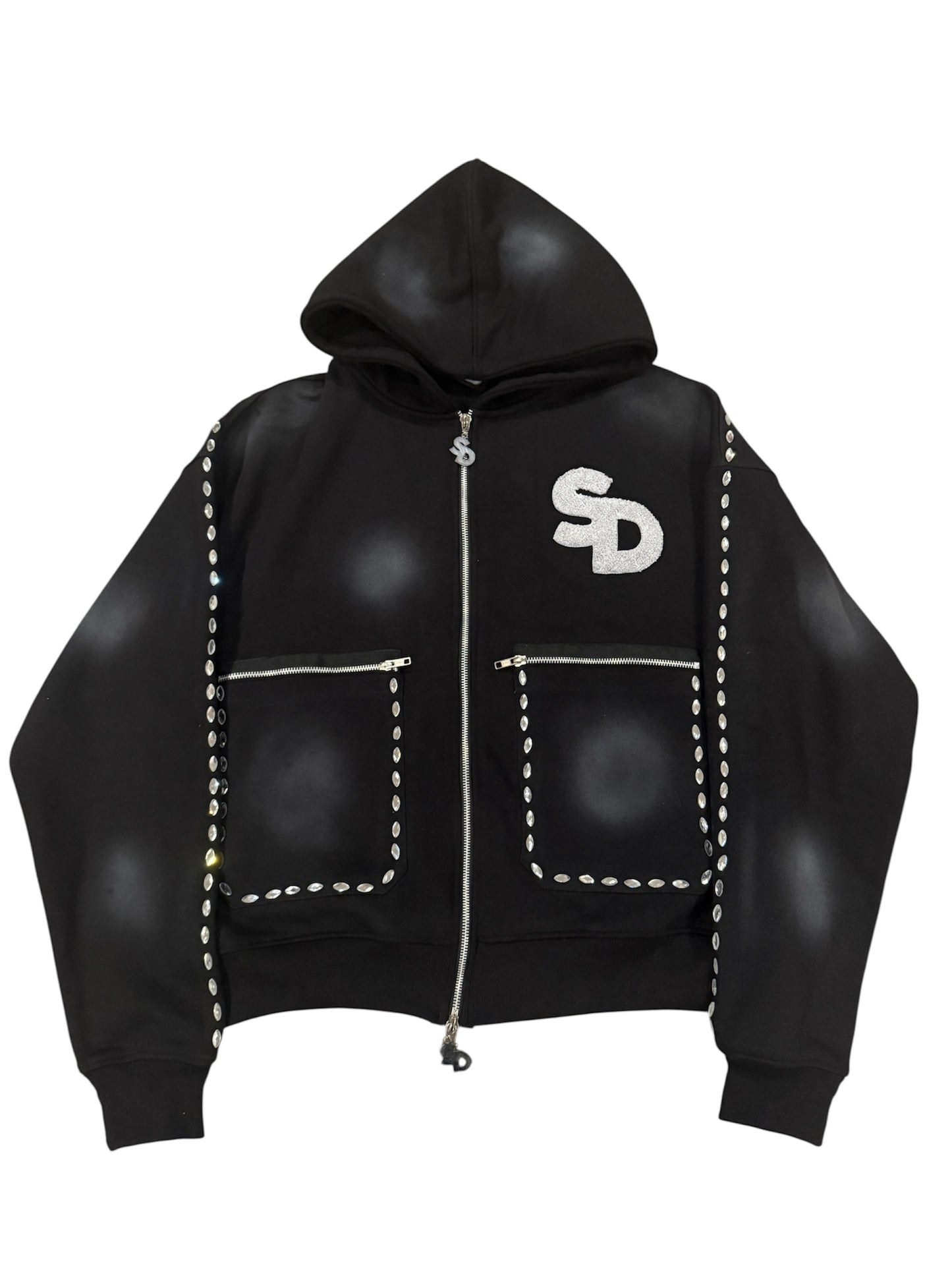 SD Black rhinestone hoodie