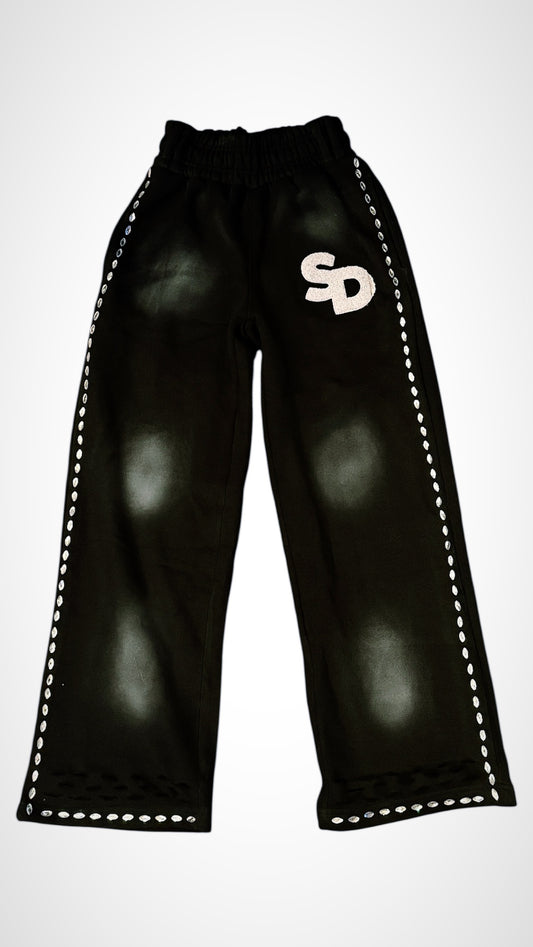 SD Black rhinestone sweatpants