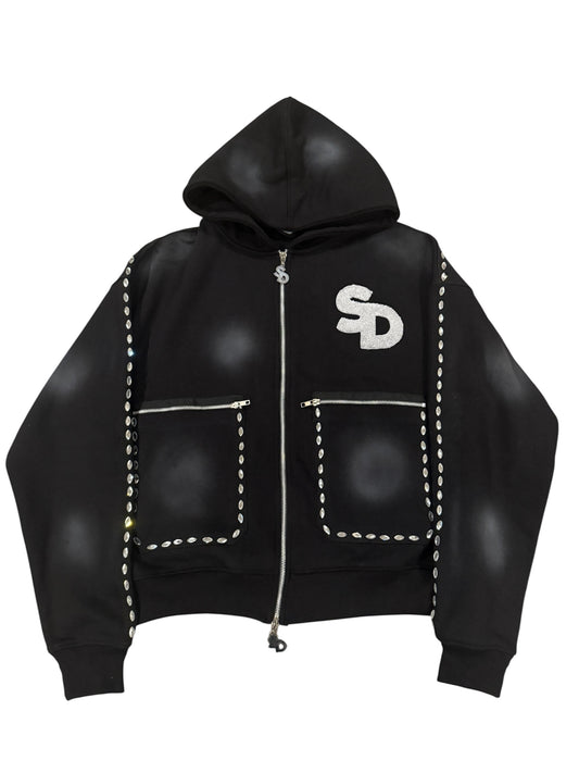 SD Black rhinestone hoodie