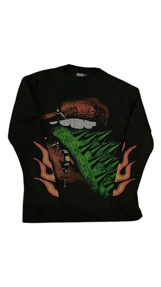 Spike tongue double layer tee